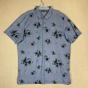 Travis Mathew Polo Shirt Mens XL Blue Speed Runner Golf Performance Short Sleeve